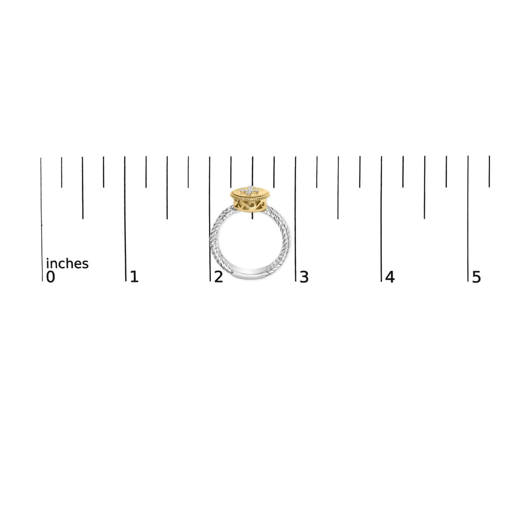 18K Yellow Gold Plated .925 Sterling Silver Diamond Cross Ring with Satin Finish (I-J Color, SI1-SI2 Clarity)